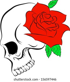 Pirate skull and one rose 