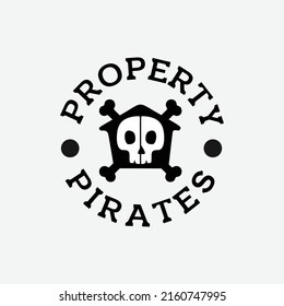 Pirate skull and real estate logo icon