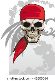 Pirate Skull With Red Bandana Background