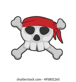 pirate skull, red bandana and bones