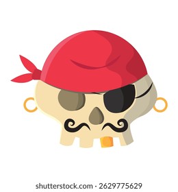Pirate skull with red bandana. Vector illustration