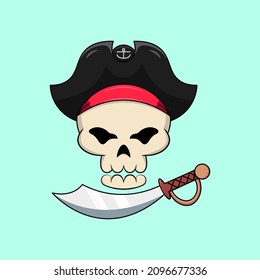 Pirate skull with sword illustration