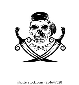 pirate skull with swords and bones