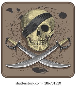  Pirate skull with swords (Jolly Roger)                      