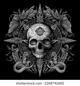 pirate skull is a symbol of the lawless and dangerous world of pirates. It represents death, danger, and rebellion, often depicted with crossed bones or swords