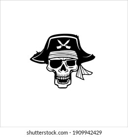 Pirate Skull Symbol. Tattoo Design. Vector Illustration.
