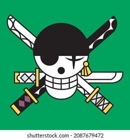 Pirate skull symbol with three swords
