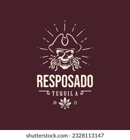 pirate skull tequila logo design