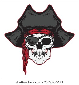 Pirate skull vector art and illustration