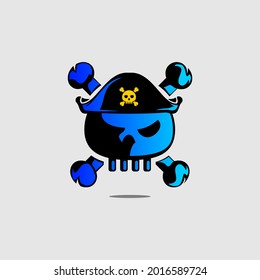 pirate skull vector with dark blue and dark blue gradation