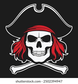 Pirate Skull Vector Design .