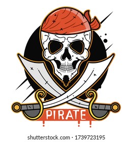 Pirate Skull Vector Icon Suitable For Greeting Card, Poster Or T-shirt Printing.