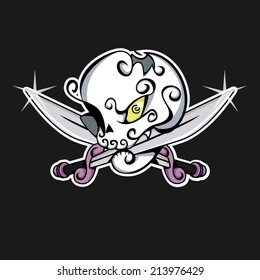 Pirate skull, vector illustration