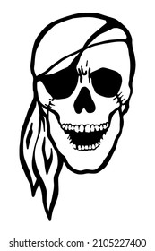 Pirate skull - vector illustration - Out line