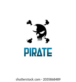 pirate skull vector on white background