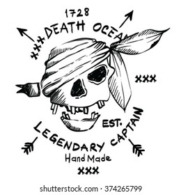 Pirate skull  wearing a bandana