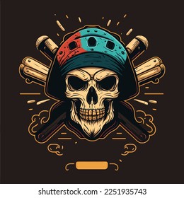Pirate skull wearing headband, esports mascot designs, gaming logo template, illustration