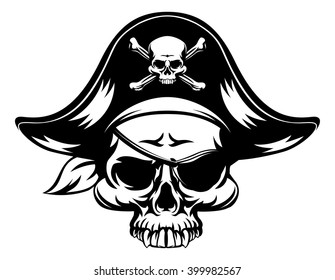 Pirate Skull Wearing Tri Corn Captains Stock Vector (Royalty Free ...