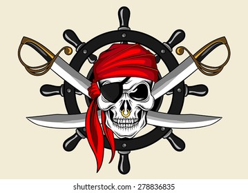 pirate skull and wheel