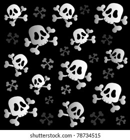 Pirate skulls and bones - vector illustration.