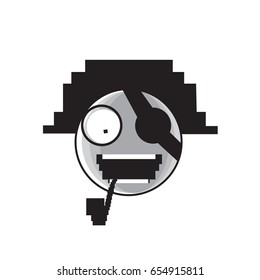 Pirate Smiling Cartoon Face People Emotion Icon Vector Illustration