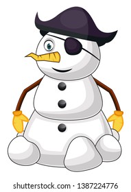 Pirate snowman illustration vector on white background