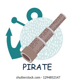pirate spyglass vector