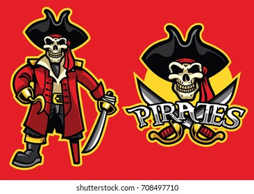 pirate standing skeleton and skull shield banner set 