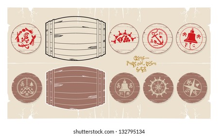 Pirate stencils on drums, 4, vector