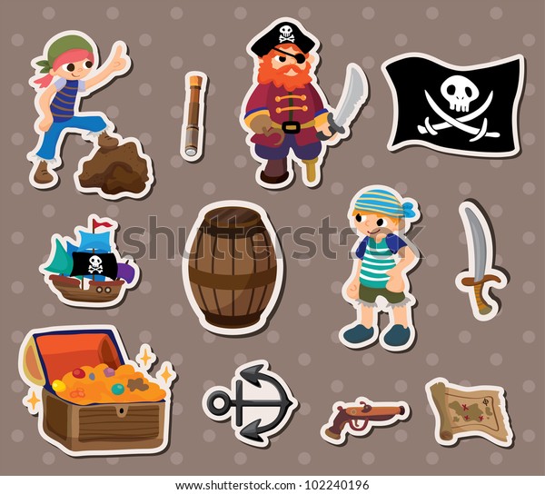 Pirate Stickers Stock Vector (Royalty Free) 102240196