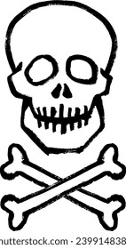 Pirate -style skull drawn with a brush