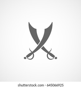 Pirate Sword Cross Flat Icon On White Background