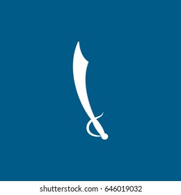 Pirate Sword Flat Icon On Blue Background