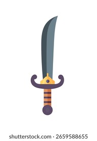 Pirate sword. Flat vector clipart, illustration with isolated background.