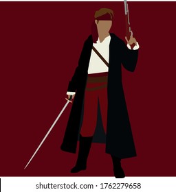 Pirate mit Schwert und Gewehr.