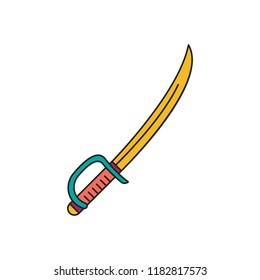 Pirate sword icon. Cartoon pirate sword vector icon for web design isolated on white background