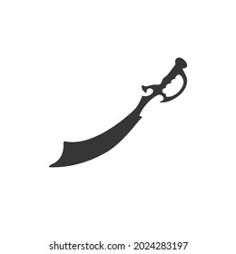 Pirate sword icon isolated on black and white background. Sabre sign. Vector