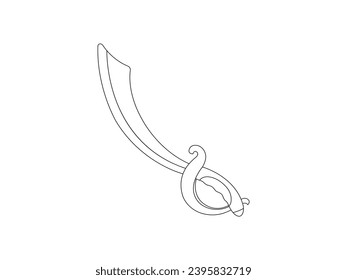 Pirate sword icon. Line vector saber sign, symbol for web and mobile. Pirates symbol stock vector illustration. Outline pirate sword vector icon for web design isolated on white background. Eps 10.