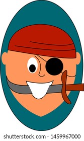 Pirate with sword, illustration, vector on white background.