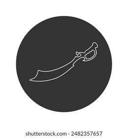 Pirate sword line icon isolated on black and white background. Sabre sign. Vector