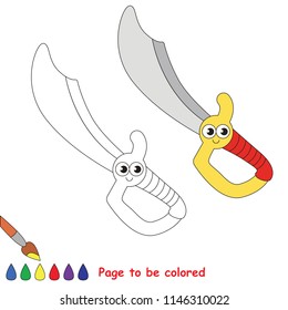 Pirate Sword smiley to be colored, the coloring book for preschool kids with easy educational gaming level.