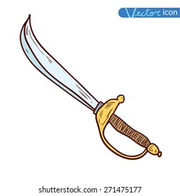 pirate sword, vector illustration.