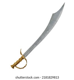 Pirate sword vector isolated on white background Corsair piracy style Watercolor marine art Nautical decoration for greeting card logo or design