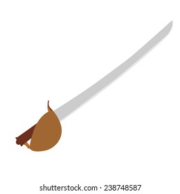 Pirate sword vector isolated on white, medieval sword, longsword