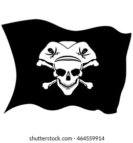 Pirate symbol Jolly Roger skull. vector flag 