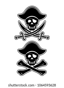 Pirate symbol skull and bones on a black background.