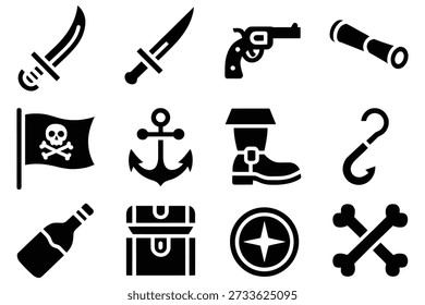Pirate symbols and objects pirate flag skull and crossbones