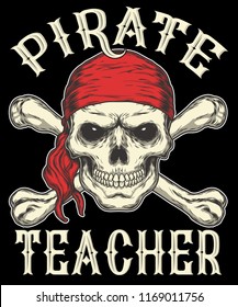 Pirate Teacher Shirt Halloween Costume Tshirt For Women Men Vector Graphic Design