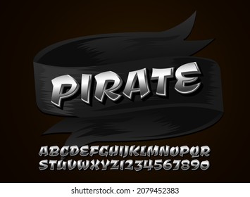 Pirate Text Effect With Ribbon Frame