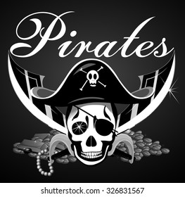 Pirate theme with skull and swords illustration